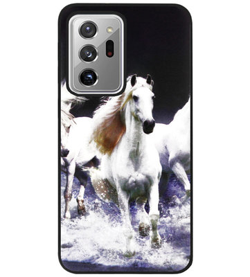 ADEL Siliconen Back Cover Softcase Hoesje voor Samsung Galaxy Note 20 Ultra - Paarden Wit
