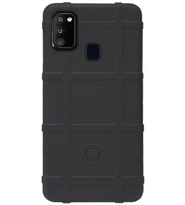 RUGGED SHIELD Rubber Bumper Case Hoesje voor Samsung Galaxy M30s/ M21 - Zwart