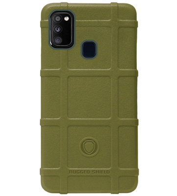 RUGGED SHIELD Rubber Bumper Case Hoesje voor Samsung Galaxy M30s/ M21 - Groen