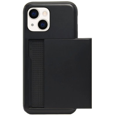 ADEL Kunststof Back Cover Hardcase Hoesje voor iPhone 13 - Pasjeshouder Zwart