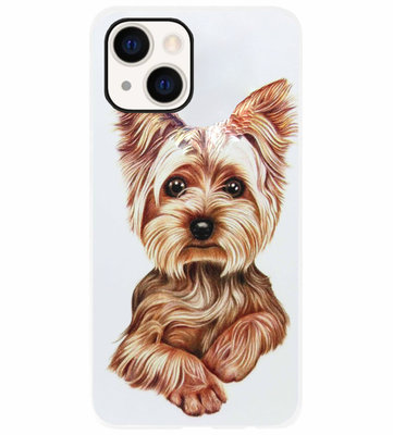 ADEL Siliconen Back Cover Softcase Hoesje voor iPhone 13 - Yorkshire Terrier Hond
