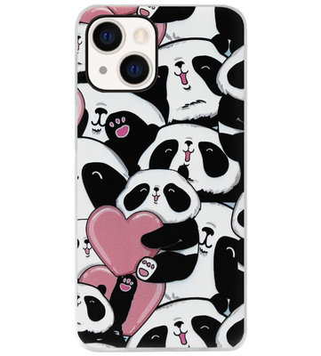 ADEL Siliconen Back Cover Softcase Hoesje voor iPhone 13 - Panda Hartjes