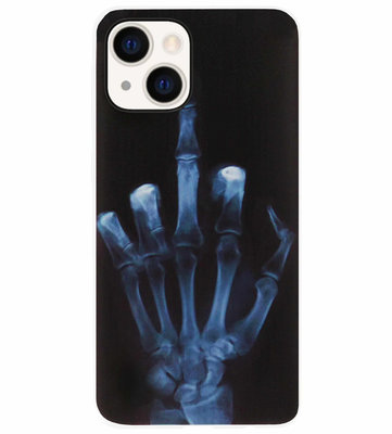 ADEL Siliconen Back Cover Softcase Hoesje voor iPhone 13 - Schedel Middelvinger