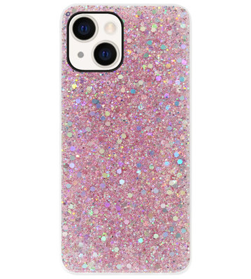 ADEL Premium Siliconen Back Cover Softcase Hoesje voor iPhone 13 - Bling Bling Roze