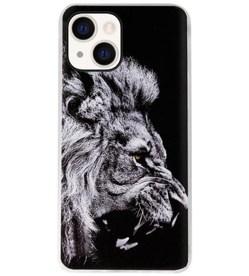 ADEL Siliconen Back Cover Softcase Hoesje voor iPhone 13 Mini - Leeuw Zwart