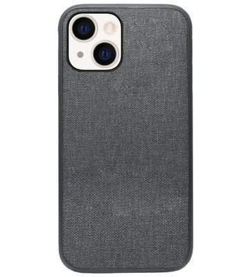ADEL Siliconen Back Cover Softcase Hoesje voor iPhone 13 Mini - Stoffen Textiel Grijs