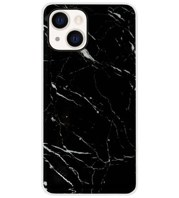 ADEL Siliconen Back Cover Softcase Hoesje voor iPhone 13 Mini - Marmer Zwart