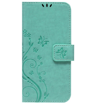 ADEL Kunstleren Book Case Pasjes Portemonnee Hoesje voor iPhone 13 Mini - Vlinder Groen