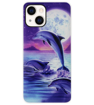 ADEL Kunststof Back Cover Hardcase Hoesje voor iPhone 13 Mini - Dolfijn Blauw