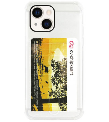 ADEL Siliconen Back Cover Softcase Hoesje voor iPhone 13 Mini - Pasjeshouder Doorzichtig