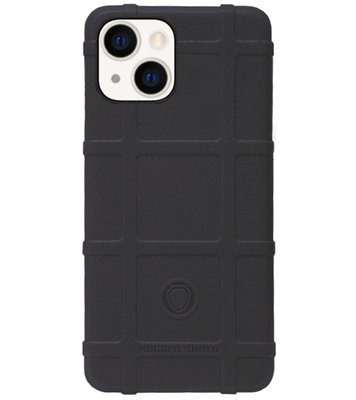 RUGGED SHIELD Rubber Bumper Case Hoesje voor iPhone 13 Mini - Zwart