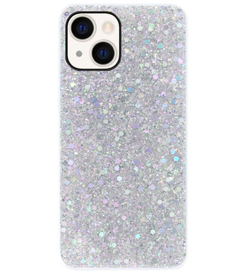 ADEL Premium Siliconen Back Cover Softcase Hoesje voor iPhone 13 Mini - Bling Bling Glitter Zilver