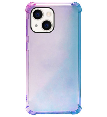 ADEL Siliconen Back Cover Softcase Hoesje voor iPhone 13 Mini - Kleurovergang Blauw Paars