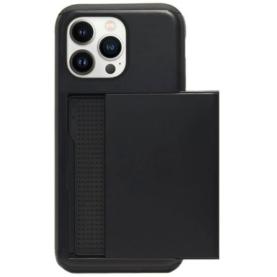 ADEL Kunststof Back Cover Hardcase Hoesje voor iPhone 13 Pro - Pasjeshouder Zwart