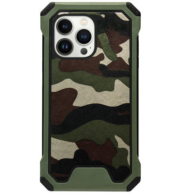 ADEL Kunststof Bumper Case Hoesje voor iPhone 13 Pro - Camouflage Groen