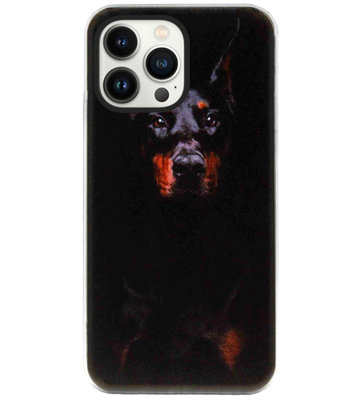 ADEL Siliconen Back Cover Softcase Hoesje voor iPhone 13 Pro - Dobermann Pinscher Hond