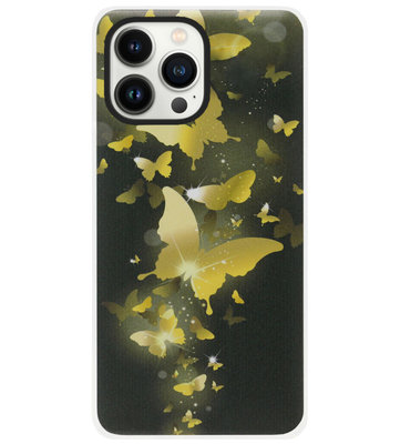 ADEL Siliconen Back Cover Softcase Hoesje voor iPhone 13 Pro - Vlinder Goud