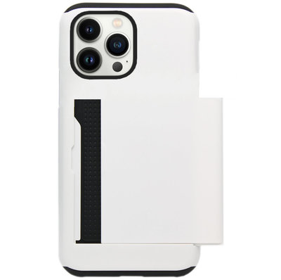 ADEL Kunststof Back Cover Hardcase Hoesje voor iPhone 13 Pro Max - Pasjeshouder Wit