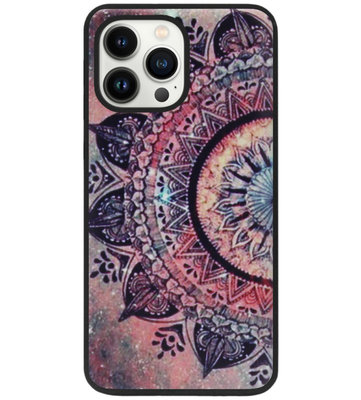 ADEL Siliconen Back Cover Softcase Hoesje voor iPhone 13 Pro Max - Mandala Bloemen Rood