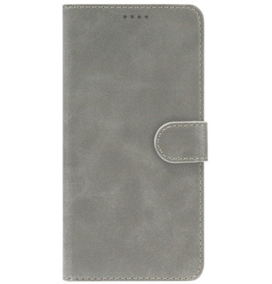 LC.IMEEKE Kunstleren Book Case Portemonnee Pasjes Hoesje voor iPhone 13 Pro Max - Grijs