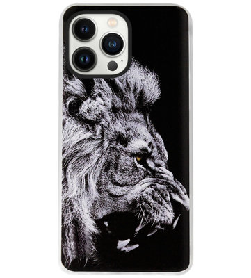 ADEL Siliconen Back Cover Softcase Hoesje voor iPhone 13 Pro Max - Leeuw Zwart