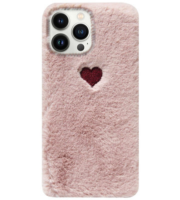 ADEL Siliconen Back Cover Softcase Hoesje voor iPhone 13 Pro Max - Hartjes Roze