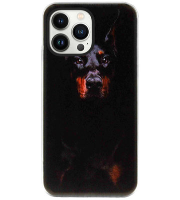 ADEL Siliconen Back Cover Softcase Hoesje voor iPhone 13 Pro Max - Dobermann Pinscher Hond