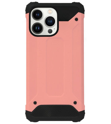 WLONS Rubber Kunststof Bumper Case Hoesje voor iPhone 13 Pro Max - Goud Rose