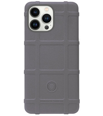 RUGGED SHIELD Rubber Bumper Case Hoesje voor iPhone 13 Pro Max - Grijs