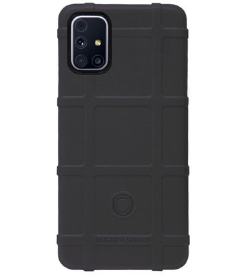RUGGED SHIELD Rubber Bumper Case Hoesje voor Samsung Galaxy M51 - Zwart