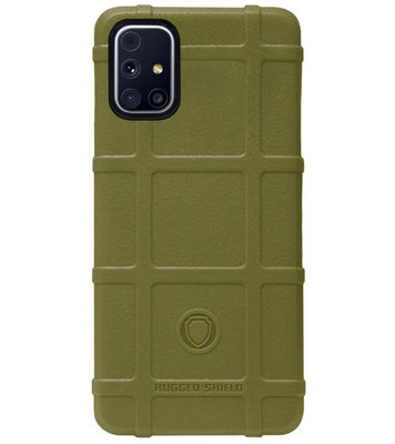 RUGGED SHIELD Rubber Bumper Case Hoesje voor Samsung Galaxy M51 - Groen