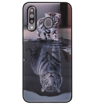 ADEL Siliconen Back Cover Softcase Hoesje voor Samsung Galaxy M30 - Poezen Schaduw Tijger