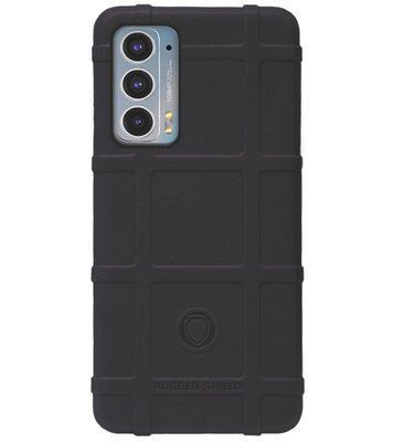 RUGGED SHIELD Rubber Bumper Case Hoesje voor Motorola Moto Edge 20 - Zwart