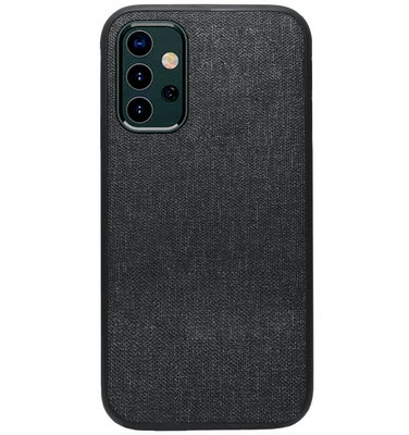 ADEL Siliconen Back Cover Softcase Hoesje voor Samsung Galaxy A32 (5G) - Stoffen Textiel Zwart