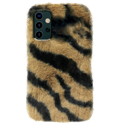 ADEL Siliconen Back Cover Softcase Hoesje voor Samsung Galaxy A32 (5G) - Luipaard Fluffy Bruin