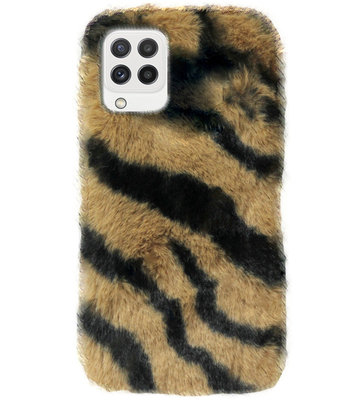 ADEL Siliconen Back Cover Softcase Hoesje voor Samsung Galaxy M22/ A22 (4G) - Luipaard Fluffy Bruin