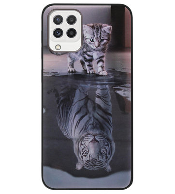 ADEL Siliconen Back Cover Softcase Hoesje voor Samsung Galaxy M22/ A22 (4G) - Poezen Schaduw Tijger