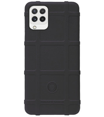 RUGGED SHIELD Rubber Bumper Case Hoesje voor Samsung Galaxy M22/ A22 (4G) - Zwart