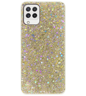ADEL Premium Siliconen Back Cover Softcase Hoesje voor Samsung Galaxy M22/ A22 (4G) - Bling Bling Glitter Goud