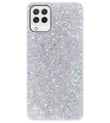 ADEL Premium Siliconen Back Cover Softcase Hoesje voor Samsung Galaxy M22/ A22 (4G) - Bling Bling Glitter Zilver