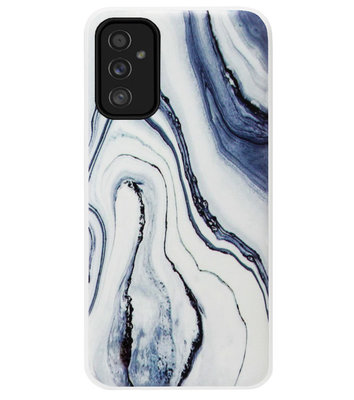 ADEL Siliconen Back Cover Softcase Hoesje voor Samsung Galaxy M52 - Marmer Blauw Wit