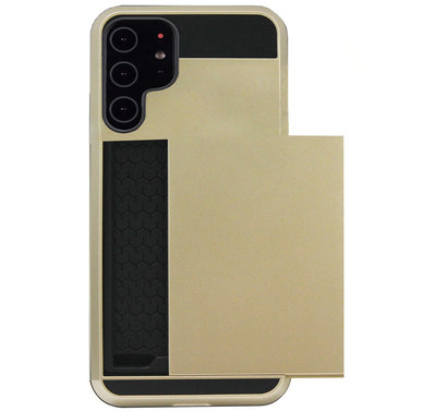ADEL Kunststof Back Cover Hardcase Hoesje voor Samsung Galaxy S22 - Pasjeshouder Goud