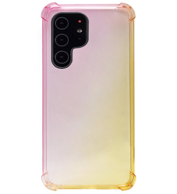 ADEL Siliconen Back Cover Softcase Hoesje voor Samsung Galaxy S22 - Kleurovergang Roze Geel