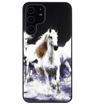 ADEL Siliconen Back Cover Softcase Hoesje voor Samsung Galaxy S22 - Paarden Wit