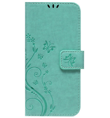 ADEL Kunstleren Book Case Pasjes Portemonnee Hoesje voor Samsung Galaxy S22 Plus - Vlinder Groen