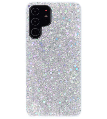 ADEL Premium Siliconen Back Cover Softcase Hoesje voor Samsung Galaxy S22 Plus - Bling Bling Glitter Zilver