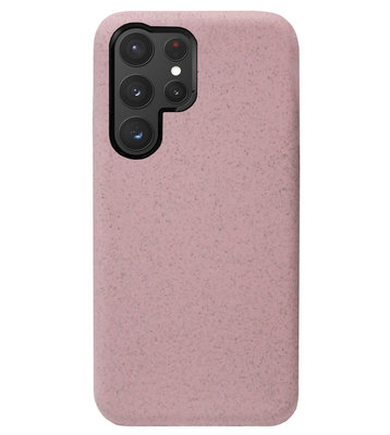 ADEL Tarwe Stro TPU Back Cover Softcase Hoesje voor Samsung Galaxy S22 Ultra - Duurzaam Afbreekbaar Milieuvriendelijk Roze