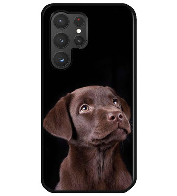 ADEL Siliconen Back Cover Softcase Hoesje voor Samsung Galaxy S22 Ultra - Labrador Retriever Hond Bruin