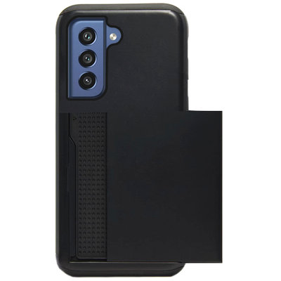 ADEL Kunststof Back Cover Hardcase Hoesje voor Samsung Galaxy S21 FE - Pasjeshouder Zwart