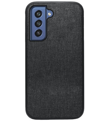 ADEL Siliconen Back Cover Softcase Hoesje voor Samsung Galaxy S21 FE - Stoffen Textiel Zwart